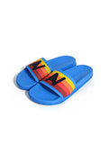 Retro AVIATOR NATION LOGO RAINBOW 4 STRIPE SLIDES - OCEAN BLUE