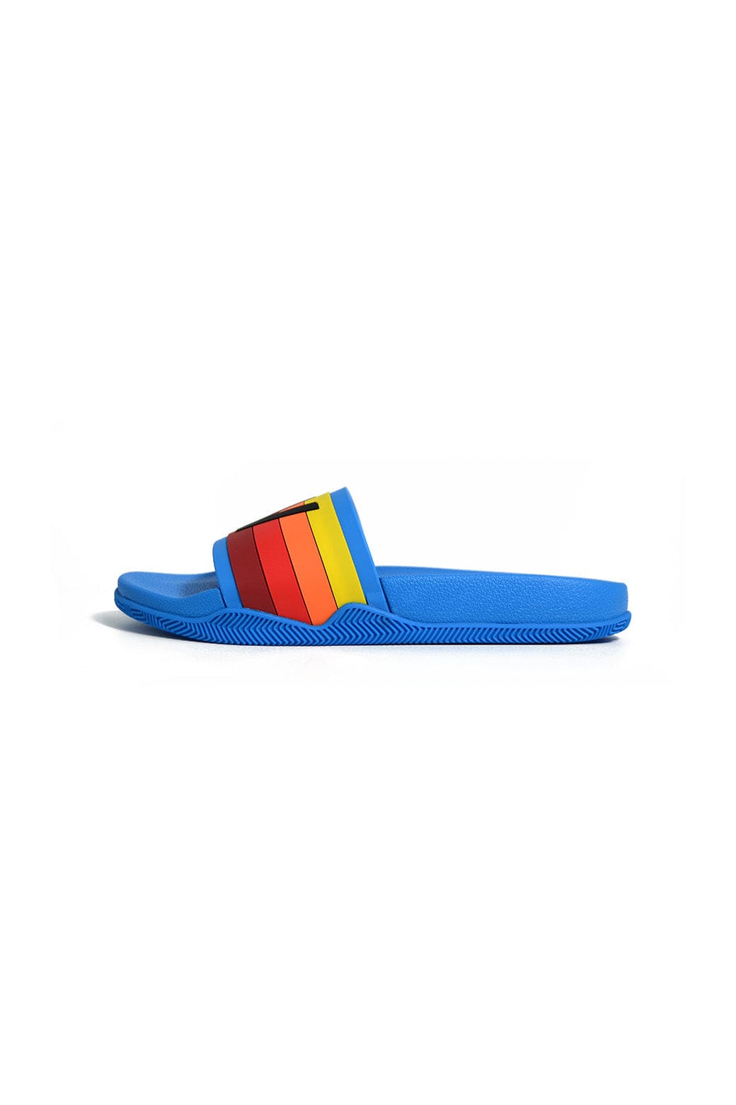 Retro AVIATOR NATION LOGO RAINBOW 4 STRIPE SLIDES - OCEAN BLUE