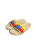 Retro AVIATOR NATION LOGO RAINBOW 4 STRIPE SLIDES - VINTAGE WHITE