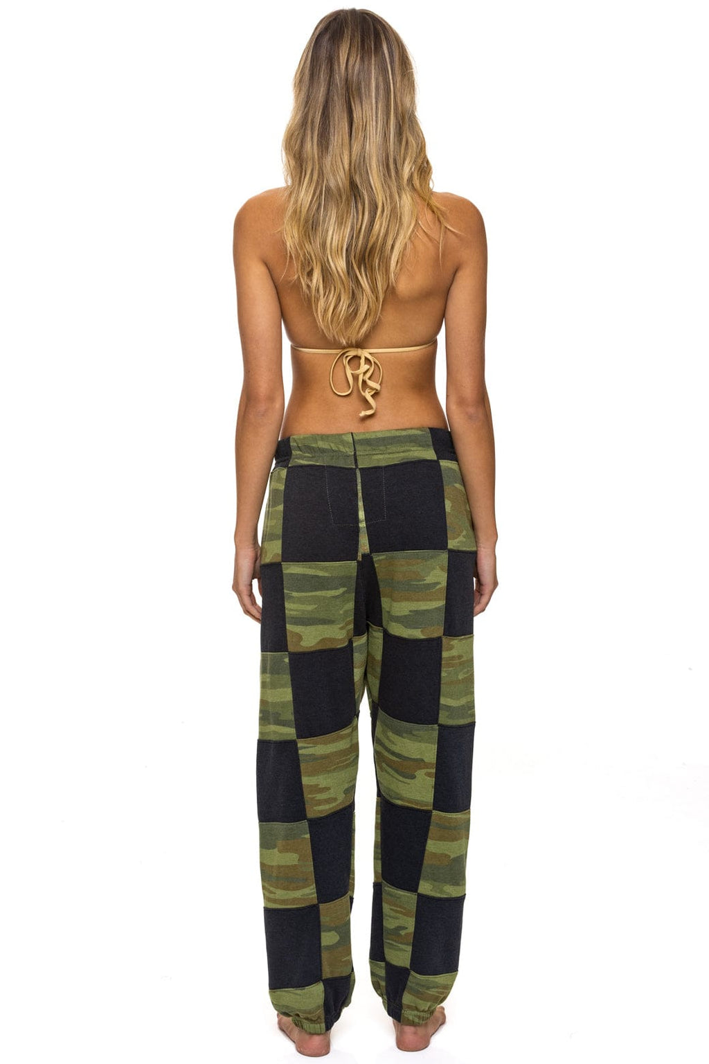 Retro CHECK QUILTED SWEATPANTS - SMOKE CAMO