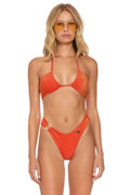 Retro SPARKLE GYPSY RING HI-CUT FULL COVERAGE BIKINI BOTTOMS - HOT CORAL