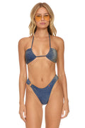 Retro SPARKLE GYPSY RING HI-CUT FULL COVERAGE BIKINI BOTTOMS - NAVY