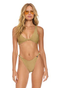 Retro SPARKLE RIVIERA KNOT FRONT TOP BIKINI TOP - SAND