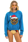 Retro RELAXED SANTA TIGER SWEATSHIRT - COBALT