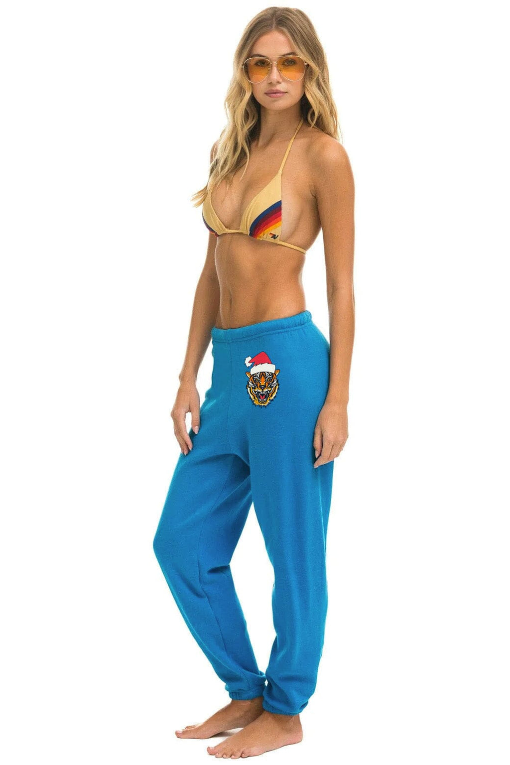Retro SANTA TIGER SWEATPANTS - COBALT