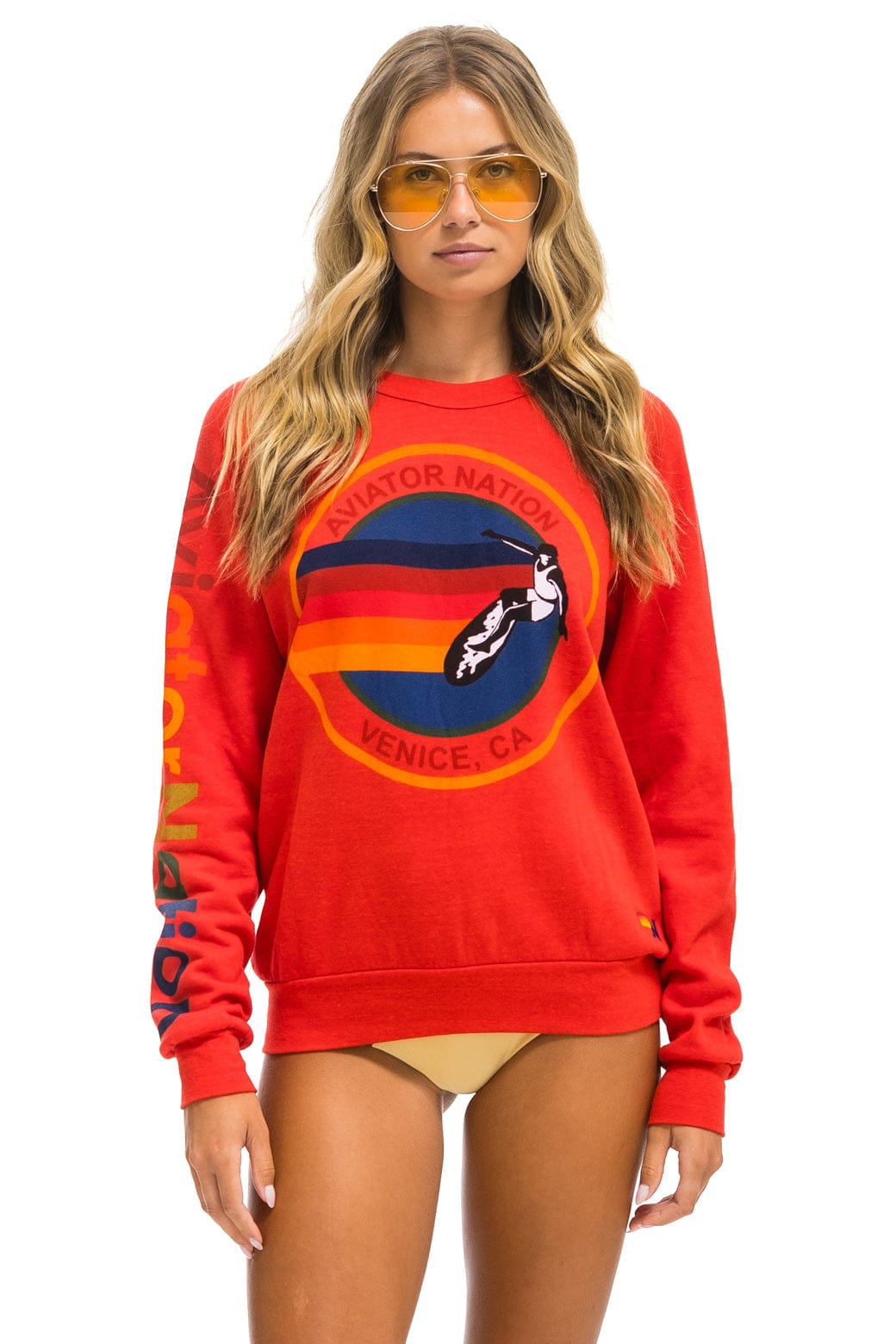 Retro AVIATOR NATION VENICE SWEATSHIRT - RED