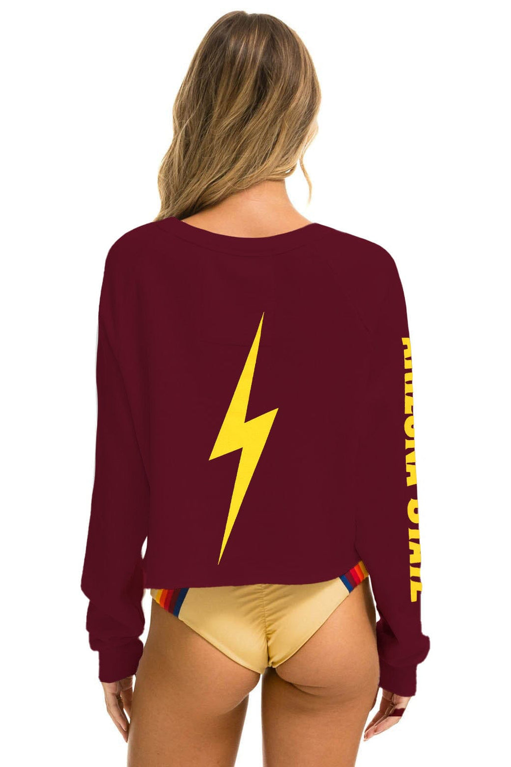 Retro ASU BOLT CROPPED CREW SWEATSHIRT - MAROON