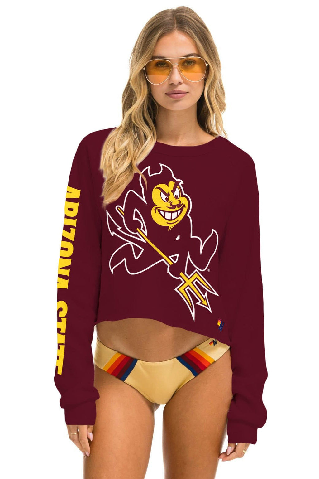 Retro ASU BOLT CROPPED CREW SWEATSHIRT - MAROON