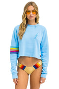 Retro BOLT RUGBY STITCH CROPPED CREW SWEATSHIRT - SKY RAINBOW