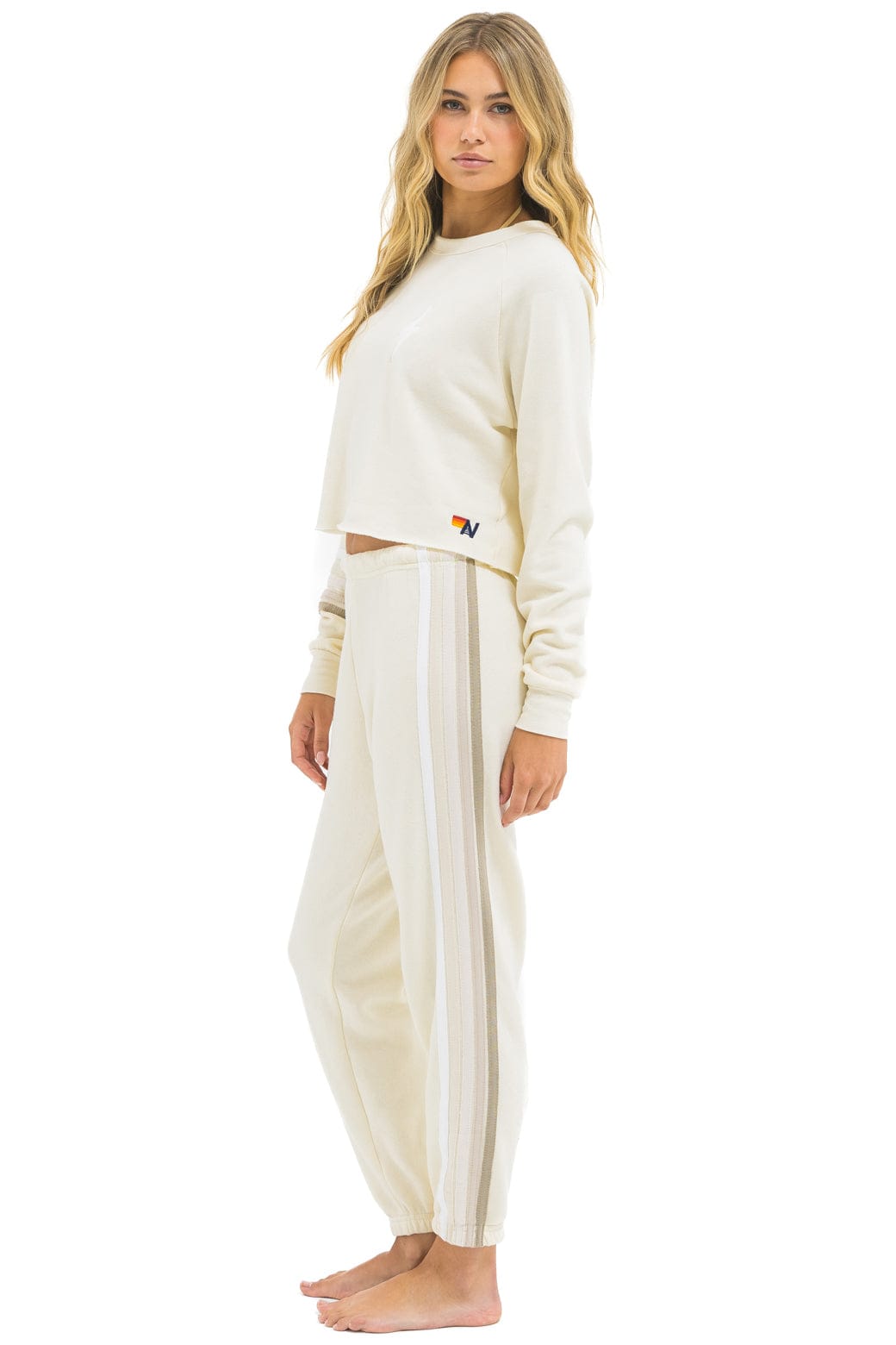 Retro BOLT RUGBY STITCH CROPPED CREW SWEATSHIRT - VINTAGE WHITE WHITE GREY