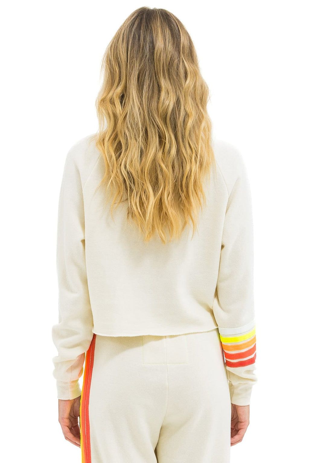 Retro BOLT RUGBY STITCH CROPPED CREW SWEATSHIRT - VINTAGE WHITE WHITE NEON