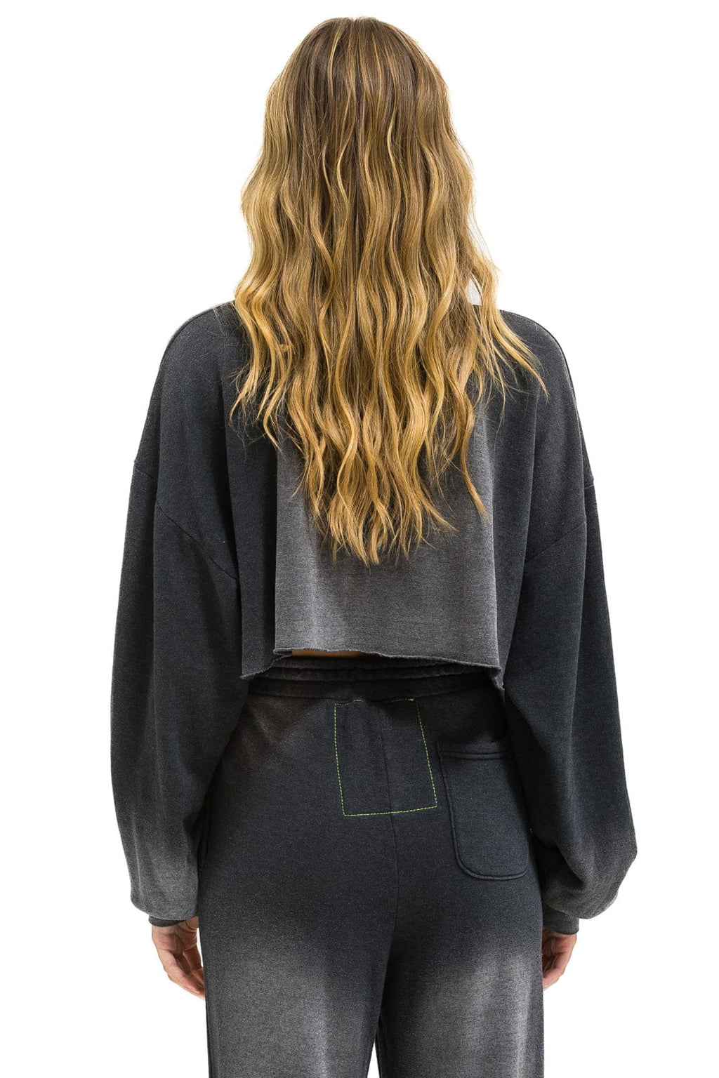 Retro AN 3D CROPPED CREW SWEATSHIRT RELAXED - FADED SMOKE
