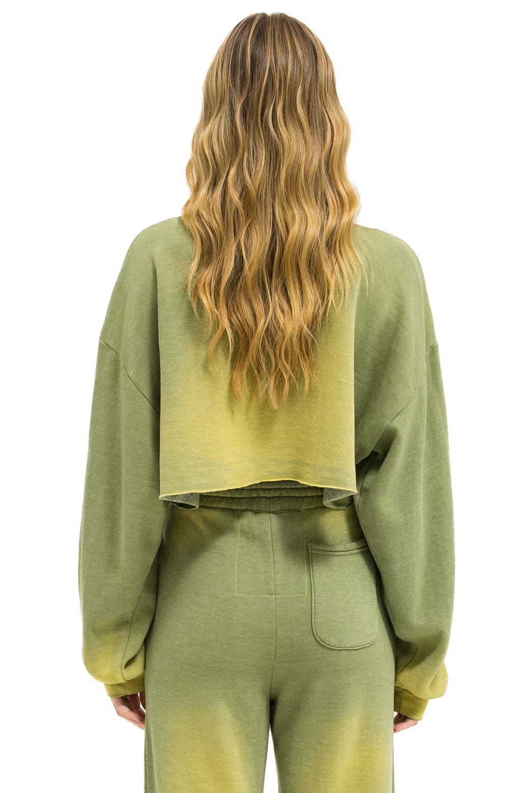 Retro AN 3D CROPPED CREW SWEATSHIRT RELAXED - FADED ARMY