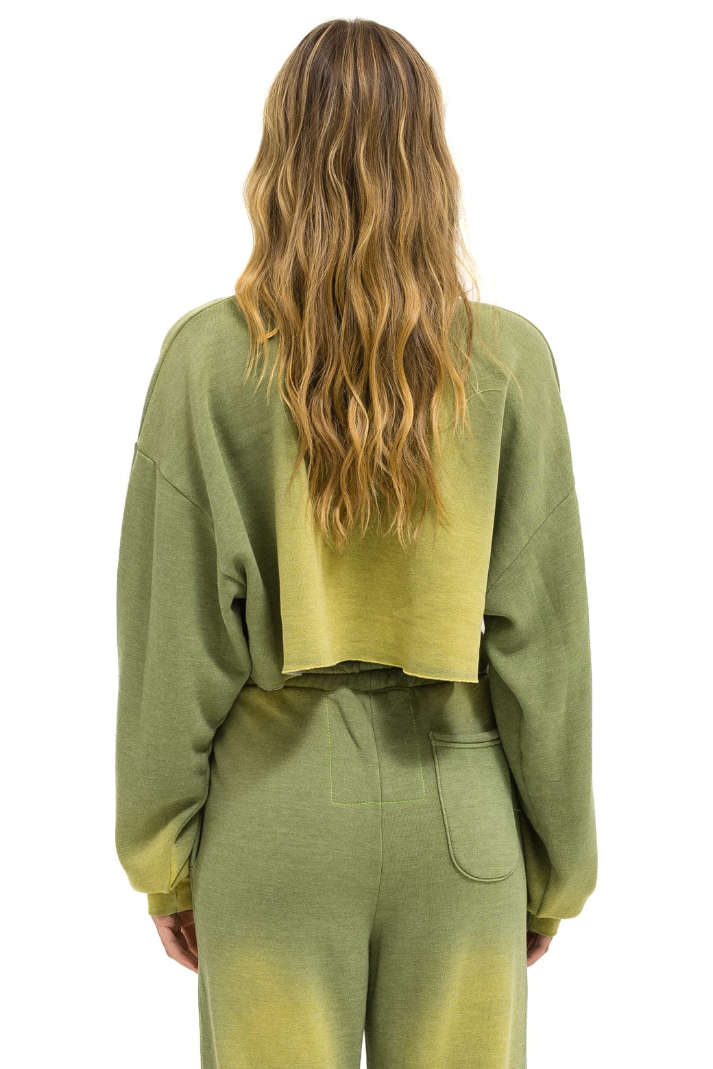 Retro BOLT STITCH CROPPED CREW SWEATSHIRT RELAXED - FADED ARMY