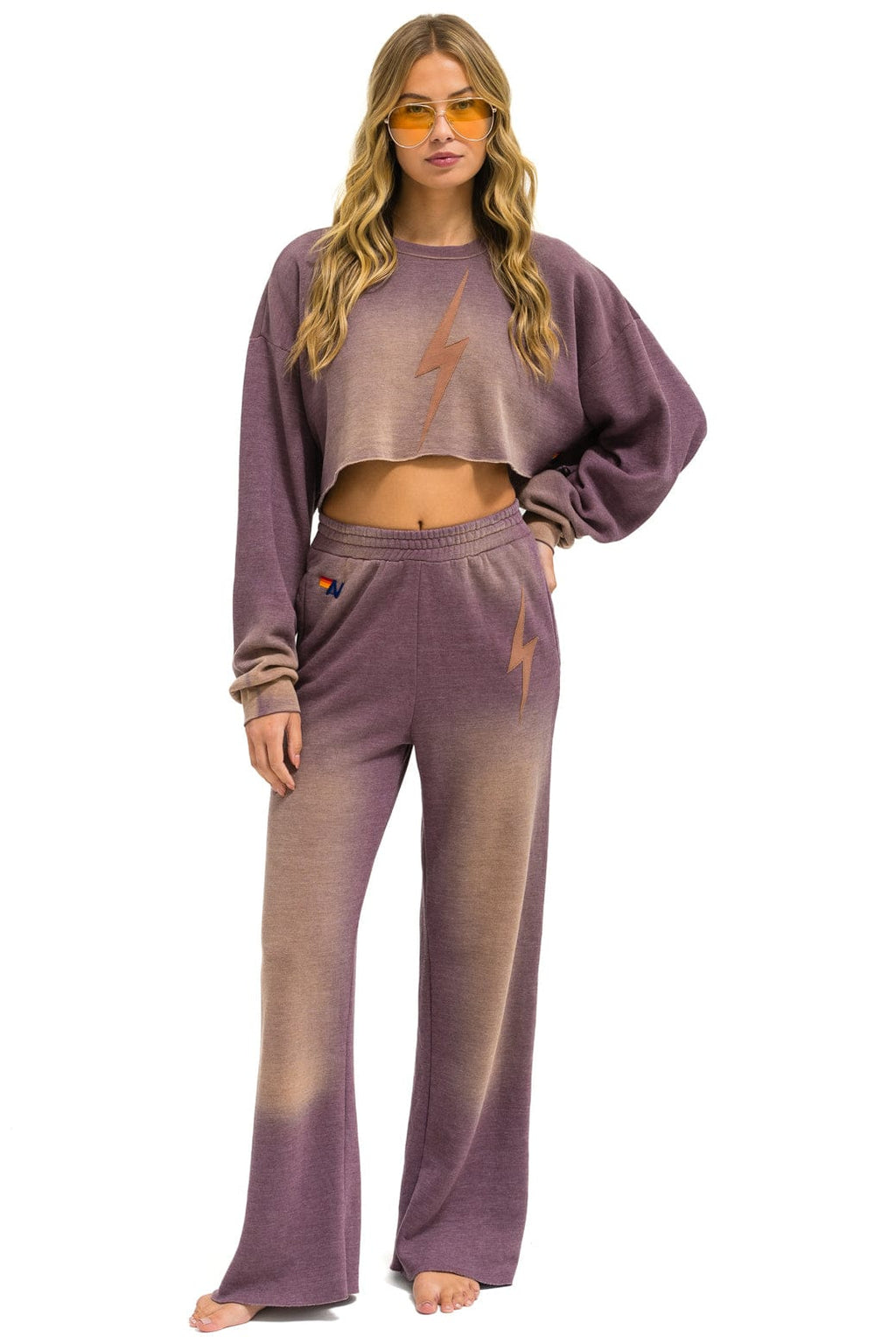 Retro BOLT STITCH WIDE LEG POCKET SWEATPANTS - FADED MOCHA