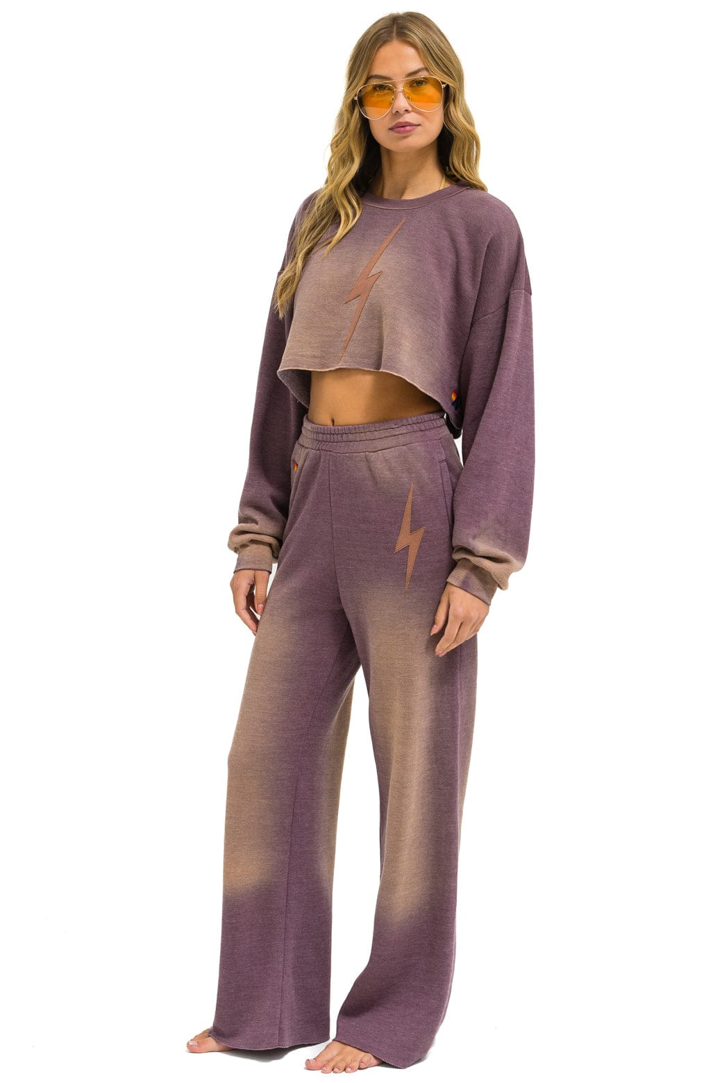Retro BOLT STITCH CROPPED CREW SWEATSHIRT RELAXED - FADED MOCHA