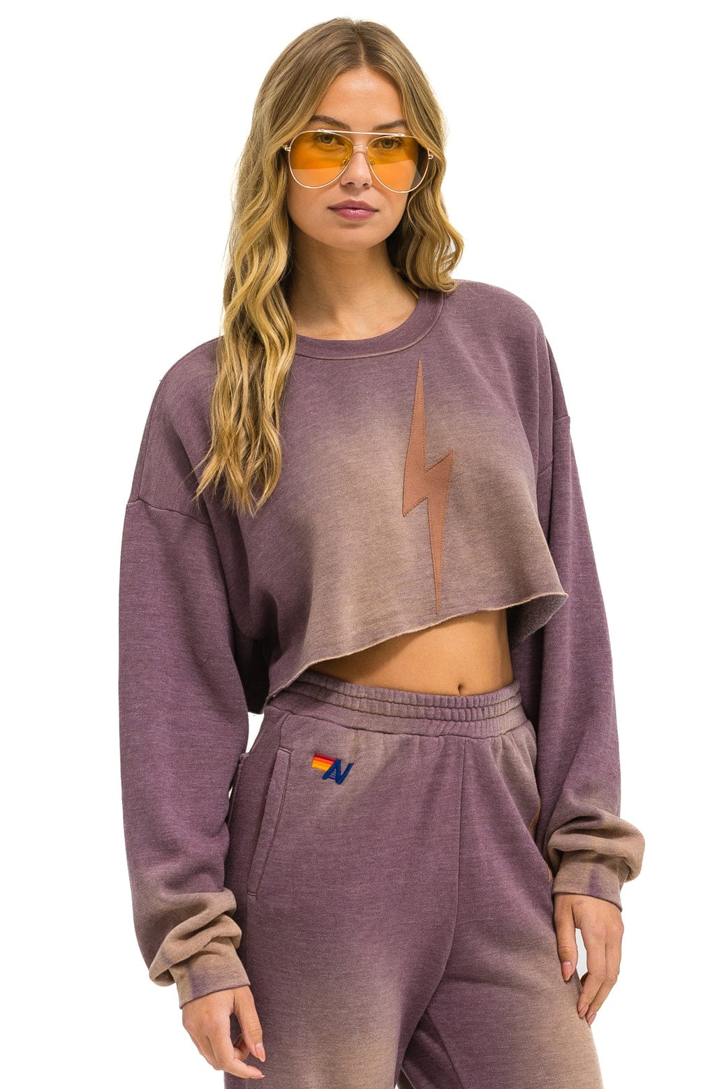 Retro BOLT STITCH CROPPED CREW SWEATSHIRT RELAXED - FADED MOCHA