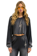 Retro BOLT STITCH CROPPED CREW SWEATSHIRT RELAXED - FADED SMOKE