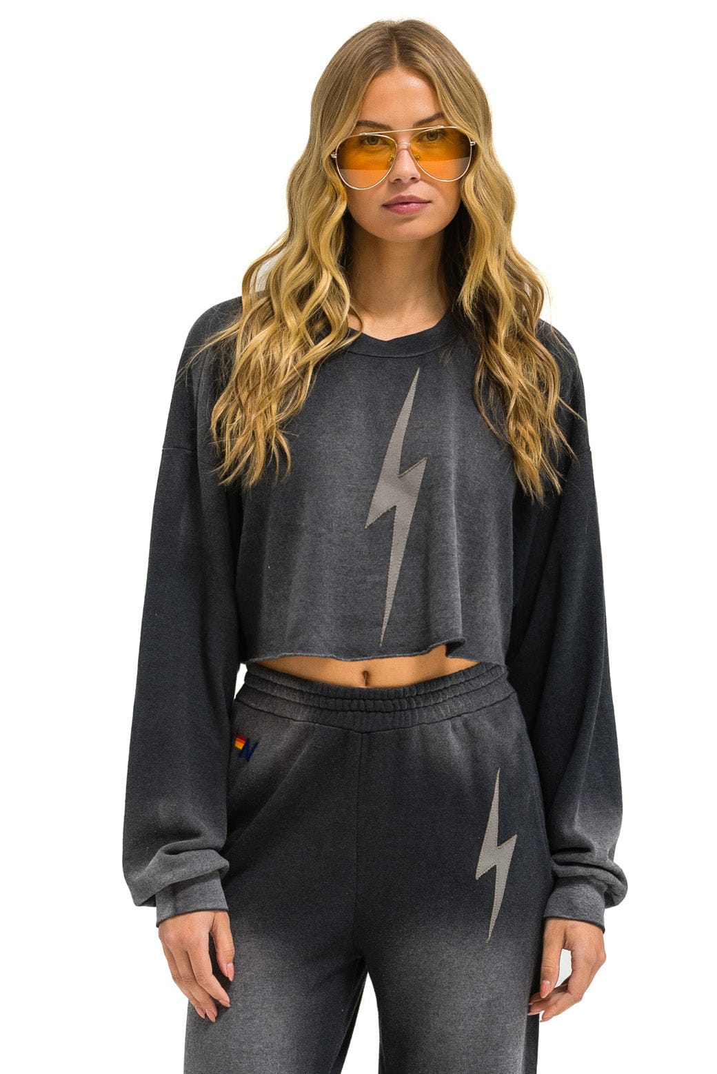 Retro BOLT STITCH CROPPED CREW SWEATSHIRT RELAXED - FADED SMOKE