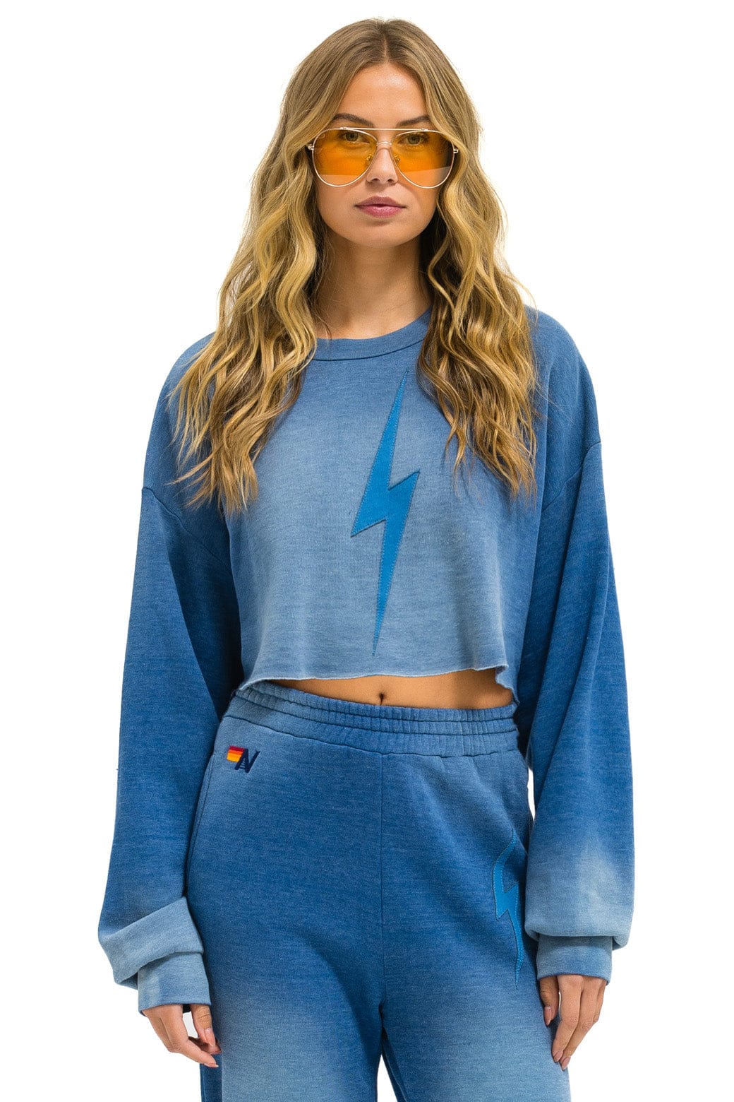 Retro BOLT STITCH CROPPED CREW SWEATSHIRT RELAXED - FADED WATER