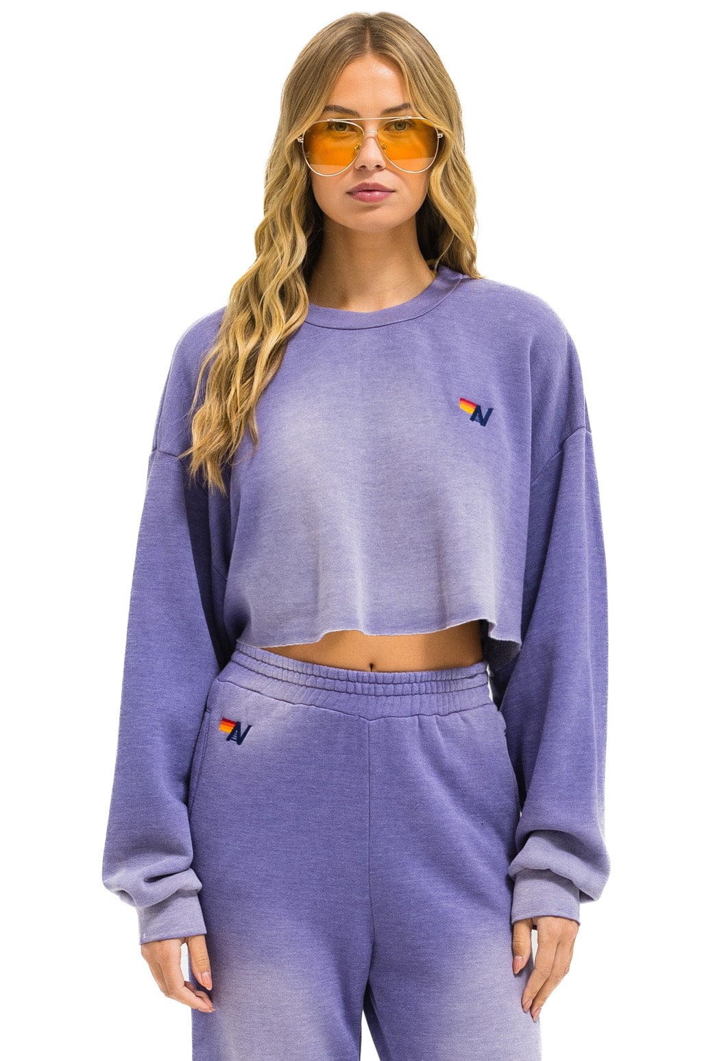 Retro ESSENTIAL CROPPED CREW SWEATSHIRT RELAXED - FADED GRAPE