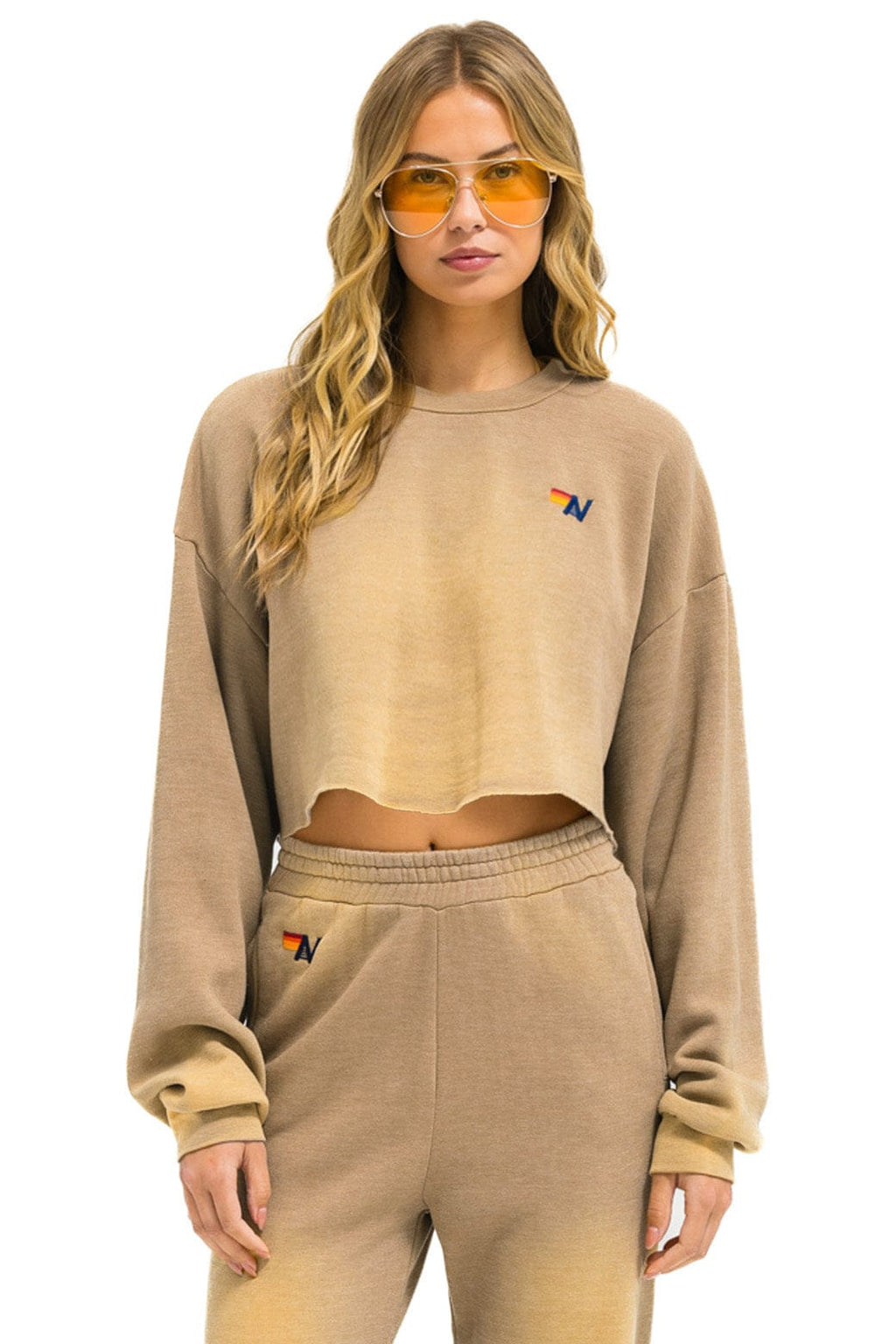 Retro ESSENTIAL CROPPED CREW SWEATSHIRT RELAXED - FADED TAN