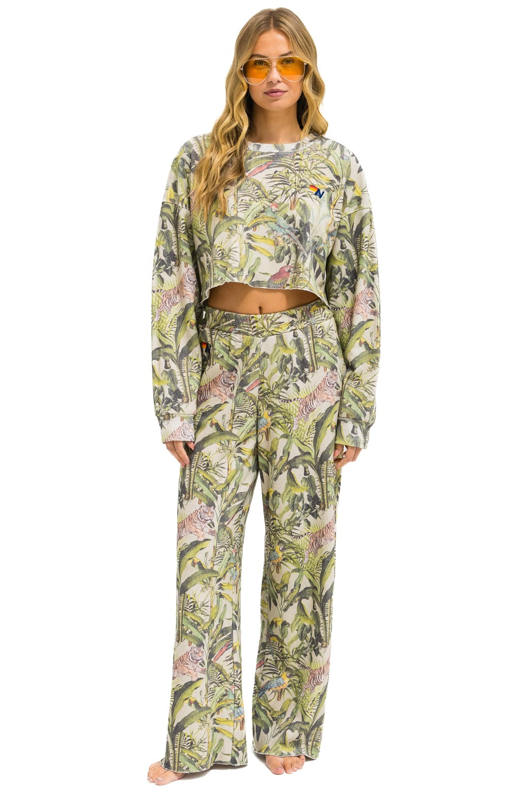 Retro JUNGLE CROPPED CREW SWEATSHIRT RELAXED - SAND