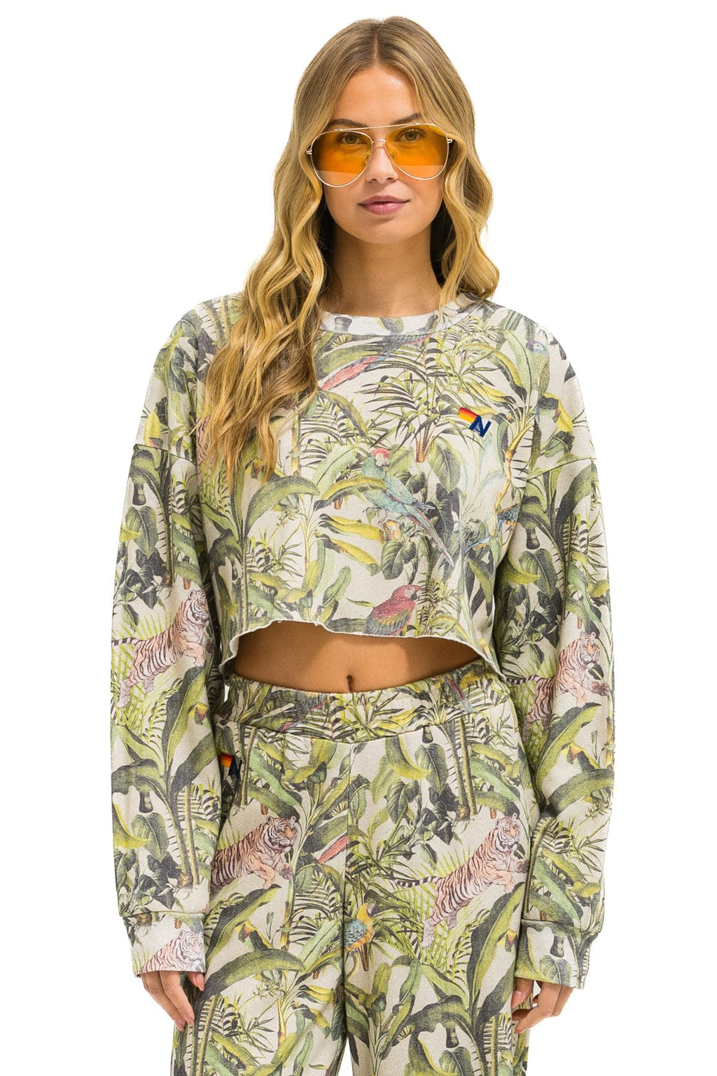 Retro JUNGLE CROPPED CREW SWEATSHIRT RELAXED - SAND