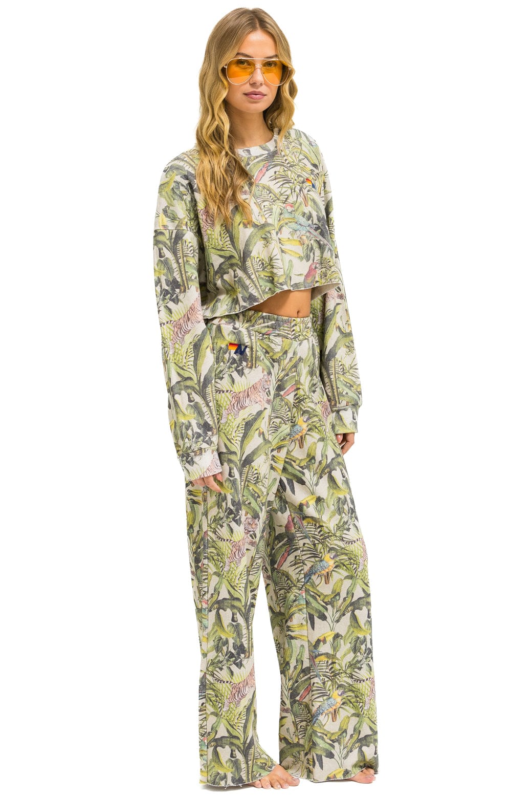 Retro JUNGLE WIDE LEG POCKET SWEATPANTS - SAND