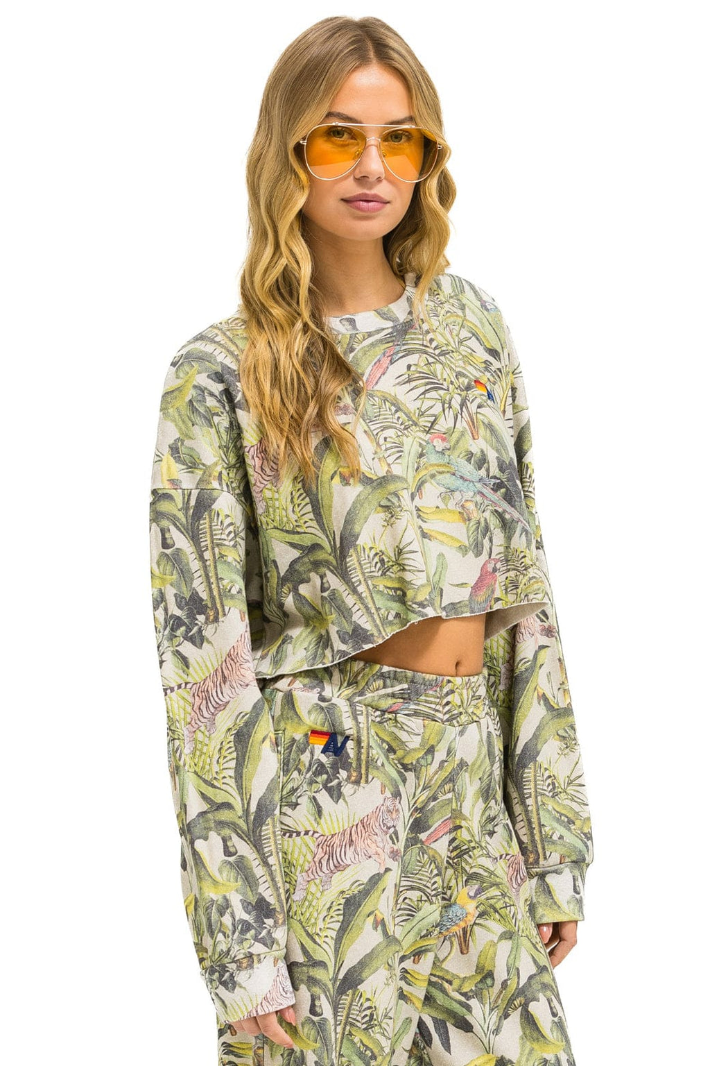 Retro JUNGLE CROPPED CREW SWEATSHIRT RELAXED - SAND