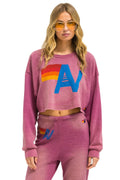 Retro VINTAGE LOGO CROPPED CREW SWEATSHIRT RELAXED - FADED BERRY