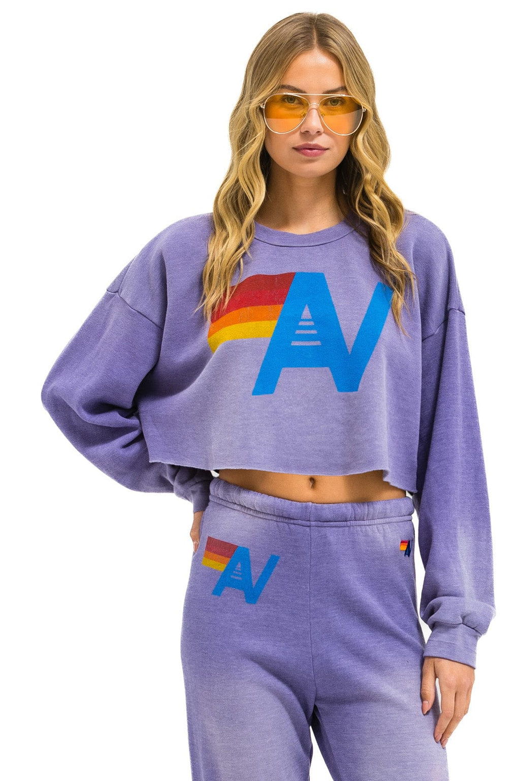 Retro VINTAGE LOGO CROPPED CREW SWEATSHIRT RELAXED - FADED GRAPE