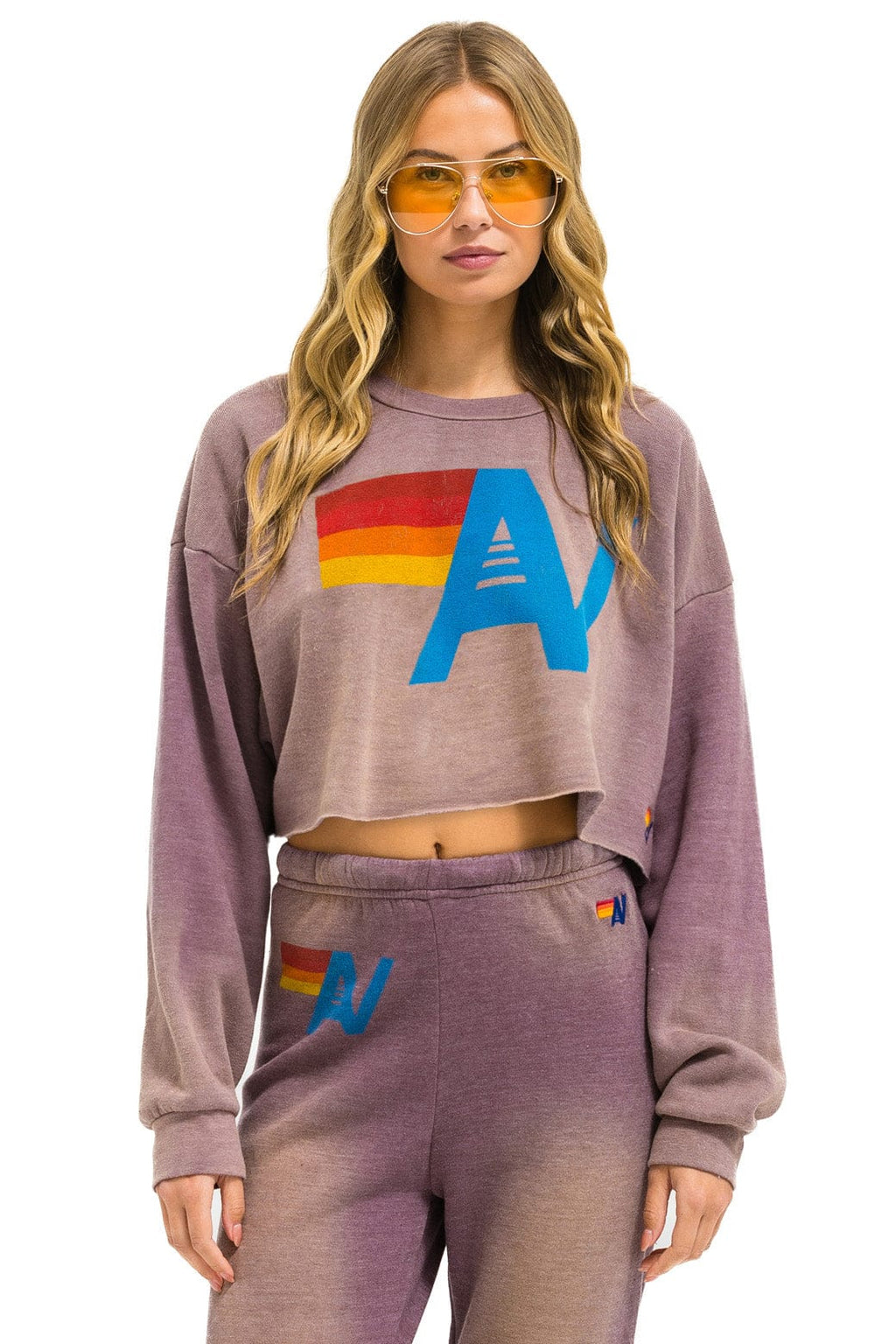 Retro VINTAGE LOGO CROPPED CREW SWEATSHIRT RELAXED - FADED MOCHA