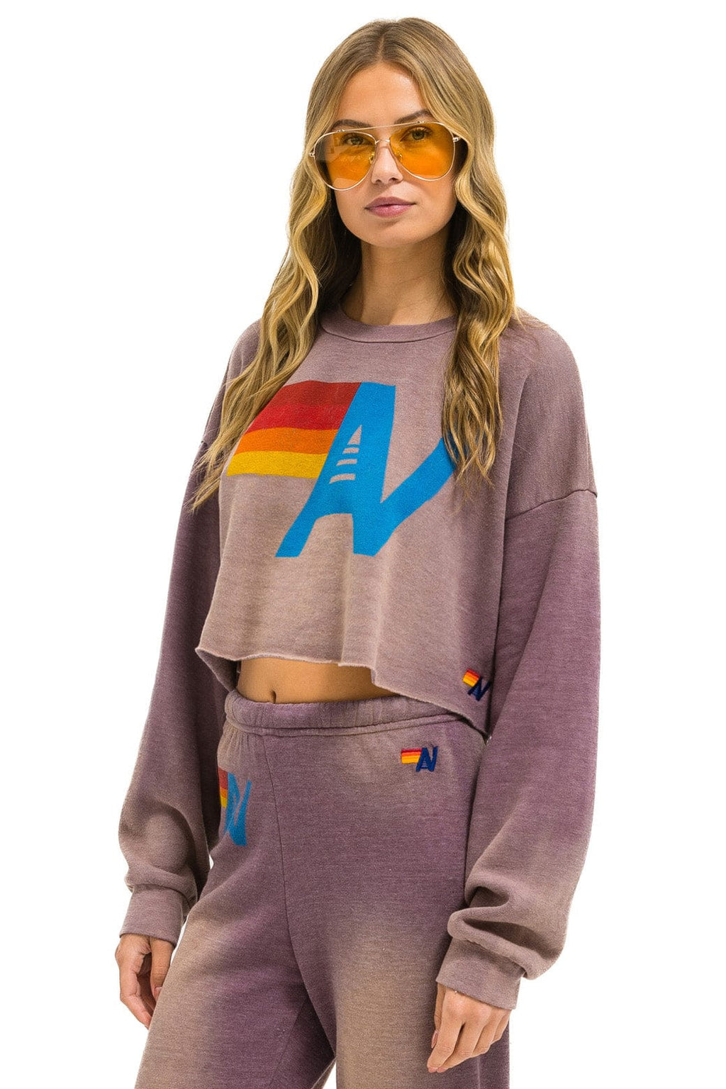 Retro VINTAGE LOGO CROPPED CREW SWEATSHIRT RELAXED - FADED MOCHA