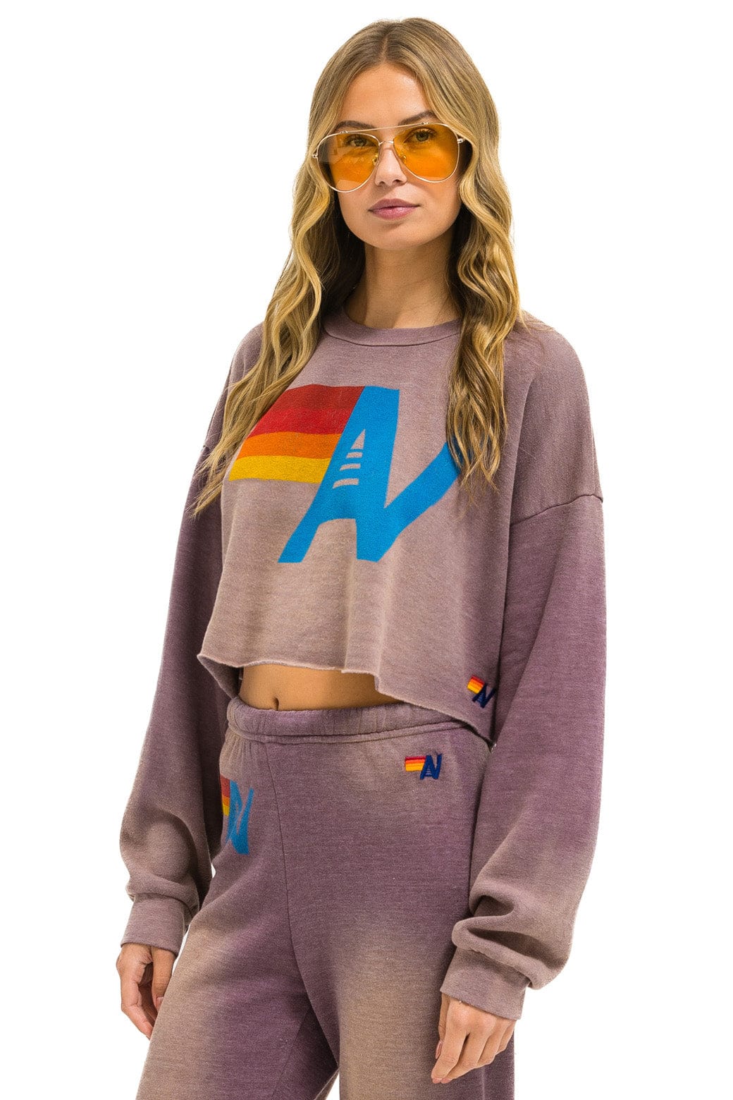 Retro VINTAGE LOGO CROPPED CREW SWEATSHIRT RELAXED - FADED MOCHA