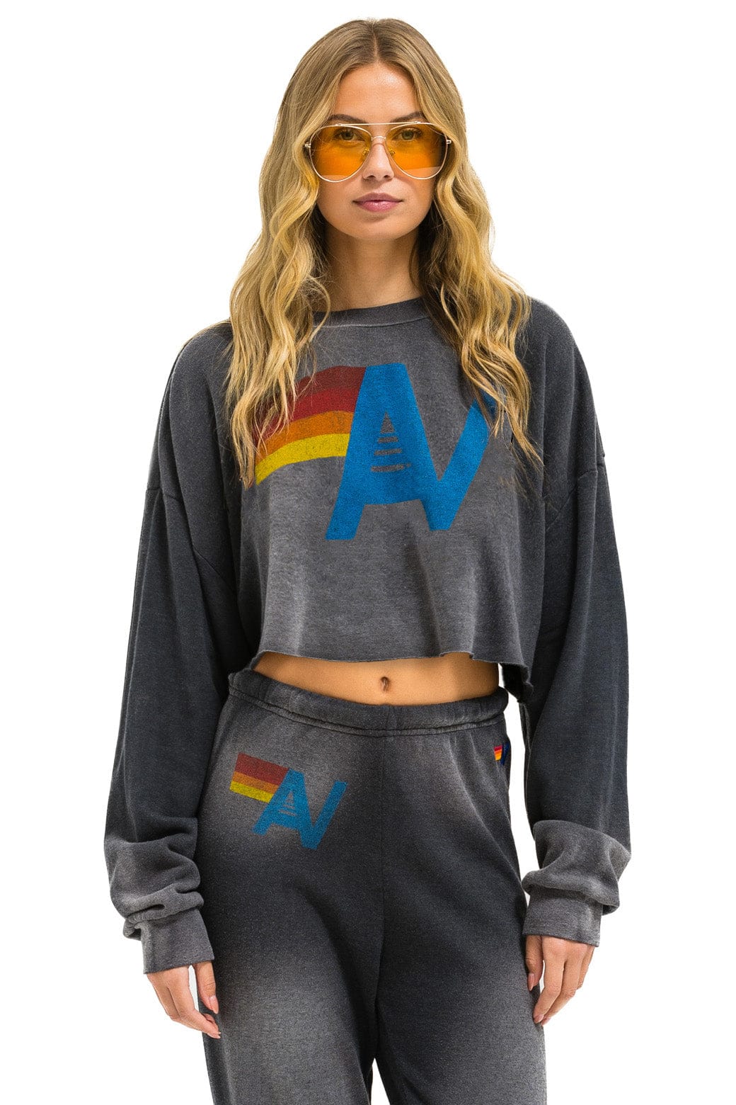 Retro VINTAGE LOGO CROPPED CREW SWEATSHIRT RELAXED - FADED SMOKE