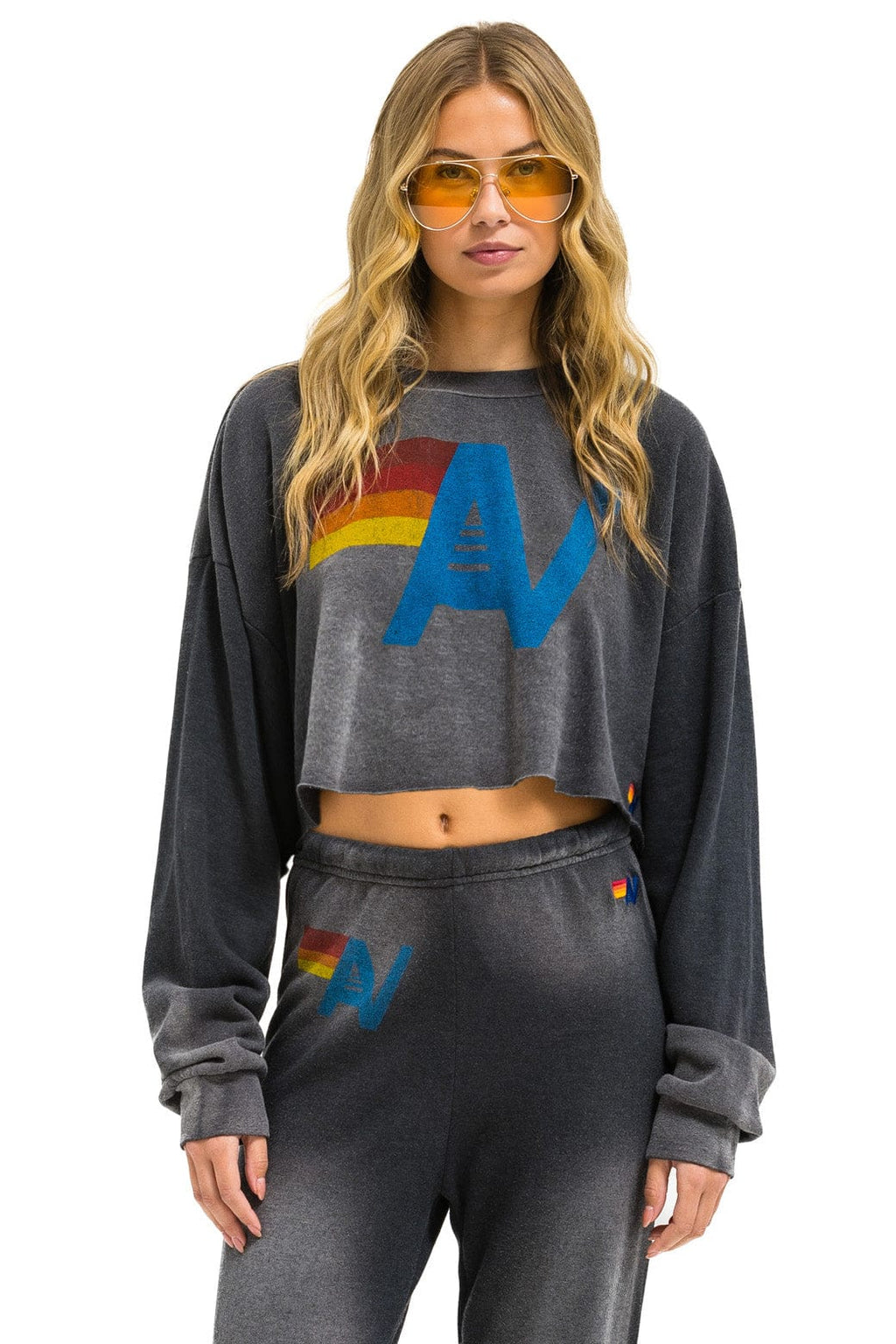 Retro VINTAGE LOGO CROPPED CREW SWEATSHIRT RELAXED - FADED SMOKE