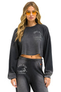 Retro VENICE SURFER CROPPED CREW SWEATSHIRT RELAXED - FADED SMOKE