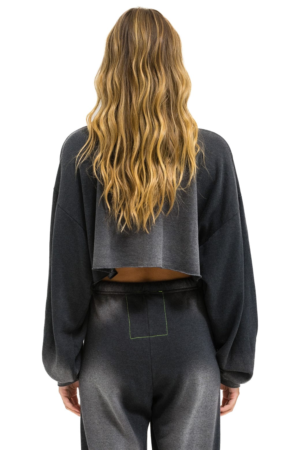 Retro VENICE SURFER CROPPED CREW SWEATSHIRT RELAXED - FADED SMOKE