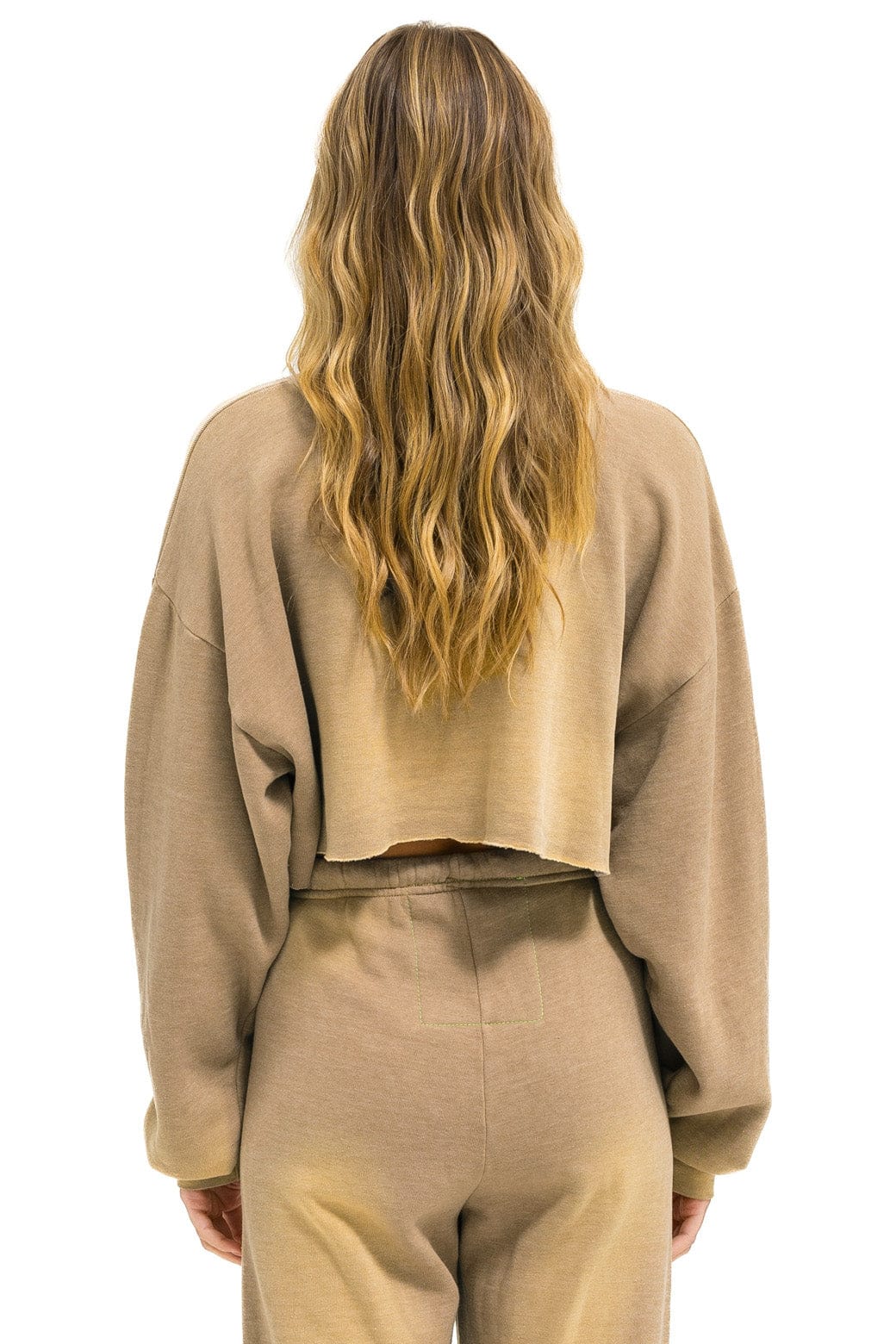 Retro VENICE SURFER CROPPED CREW SWEATSHIRT RELAXED - FADED TAN