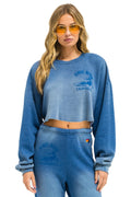 Retro VENICE SURFER CROPPED CREW SWEATSHIRT RELAXED - FADED WATER
