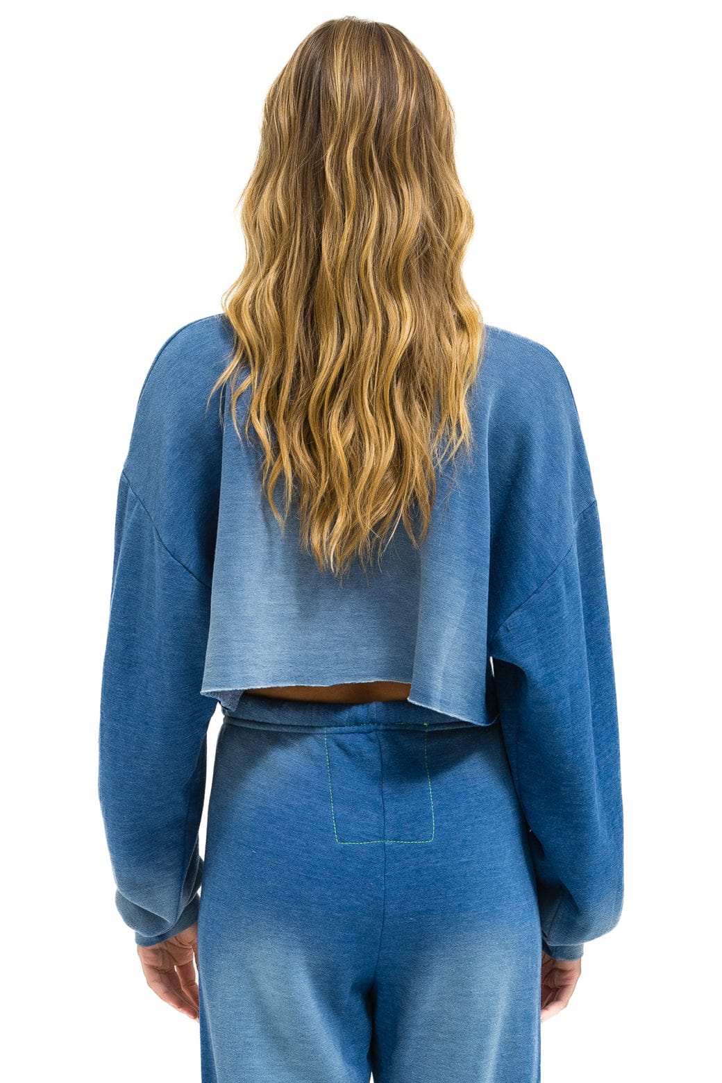 Retro VENICE SURFER CROPPED CREW SWEATSHIRT RELAXED - FADED WATER