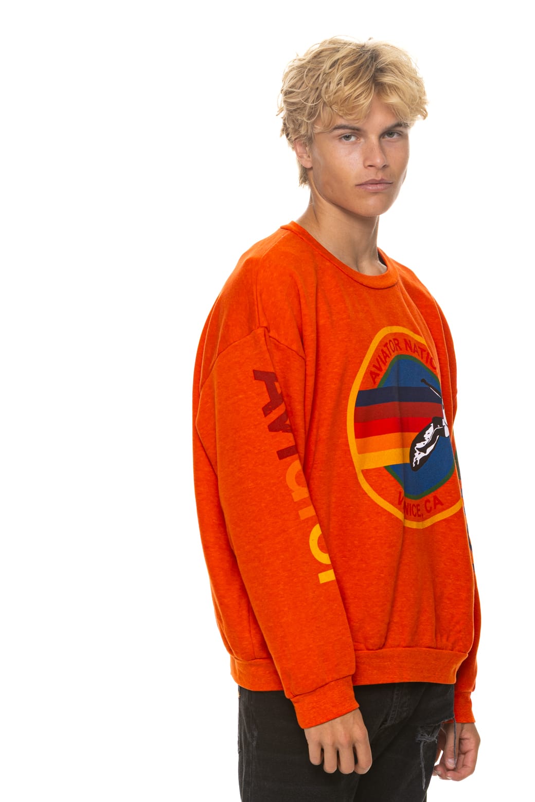 Retro AVIATOR NATION RELAXED VENICE CREW SWEATSHIRT - ORANGE