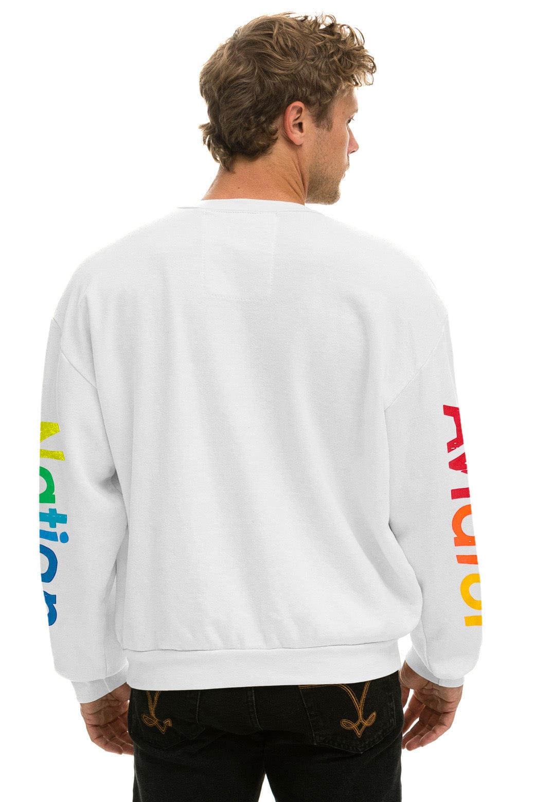 Retro AVIATOR NATION ASPEN RELAXED CREW SWEATSHIRT - WHITE