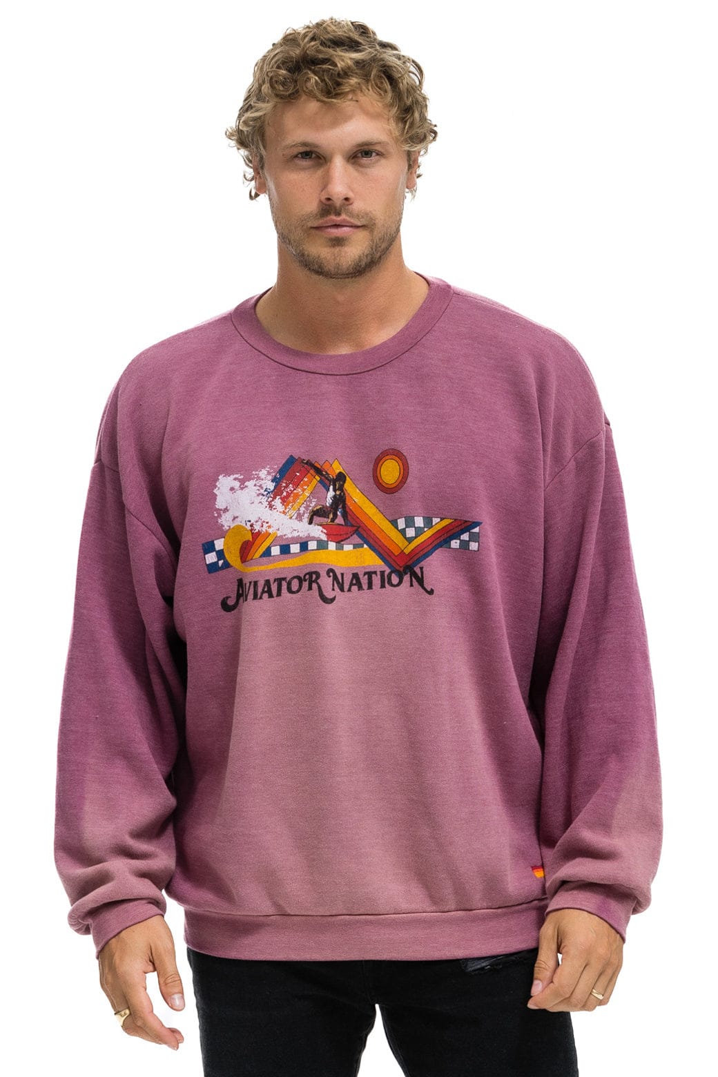 Retro SURF RACER RELAXED CREW SWEATSHIRT - FADED BERRY