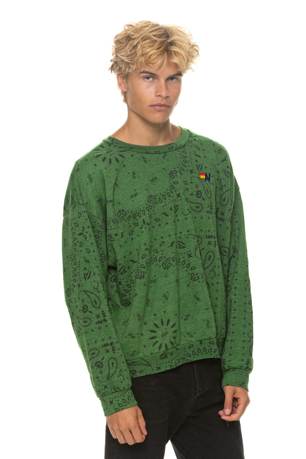 Retro BANDANA RELAXED CREW SWEATSHIRT - PALM