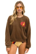 Retro BOLT HEART RELAXED CREW SWEATSHIRT - CHOCOLATE
