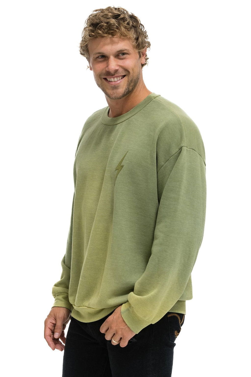 Retro BOLT STITCH 2 RELAXED CREW SWEATSHIRT - FADED ARMY