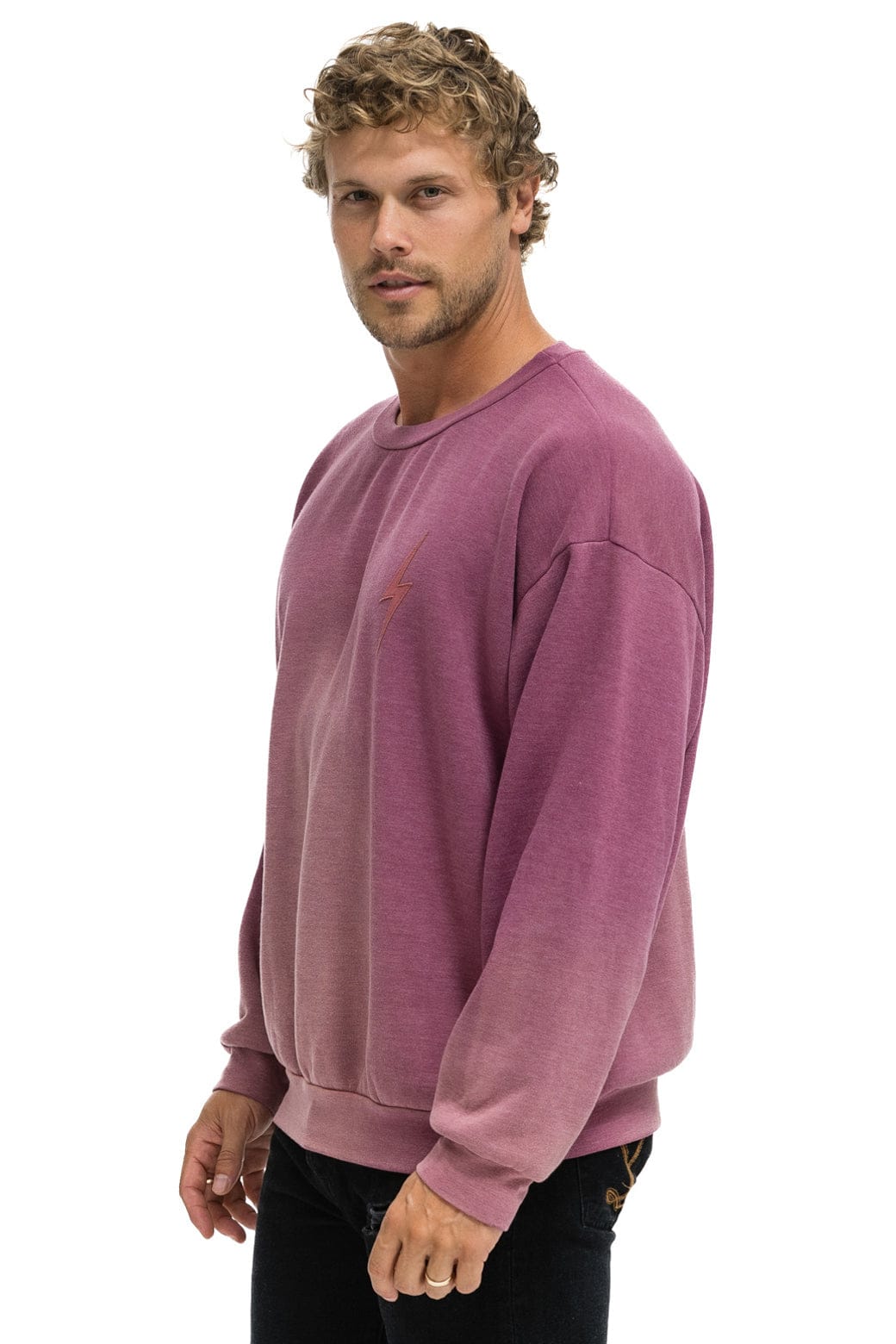 Retro BOLT STITCH 2 RELAXED CREW SWEATSHIRT - FADED BERRY