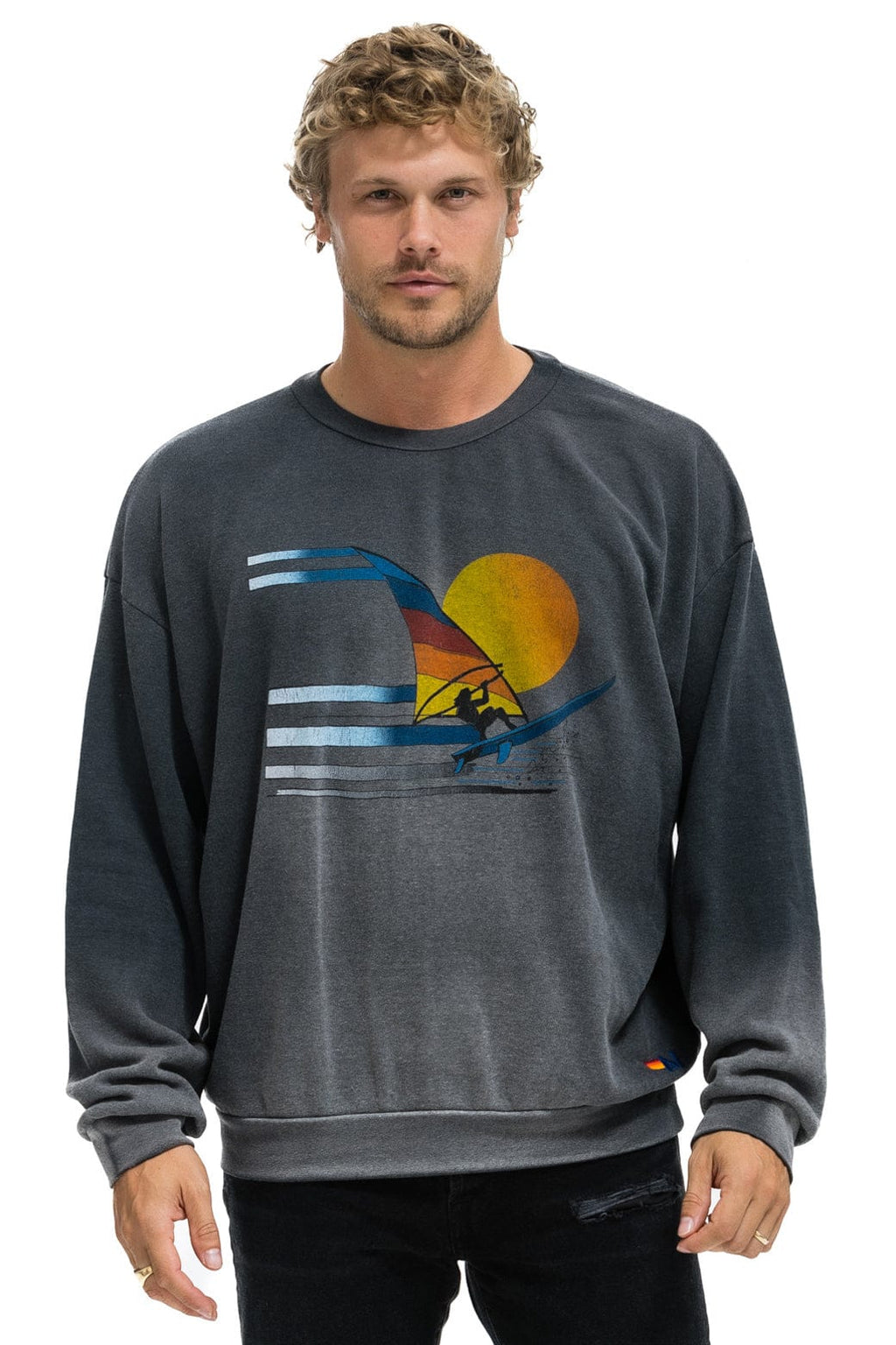 Retro WINDSURF JUMP RELAXED CREW SWEATSHIRT - FADED SMOKE